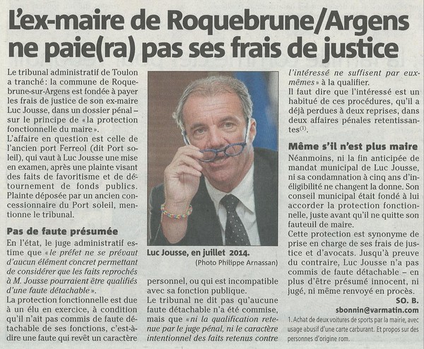 Luc Jousse et les frais de justice